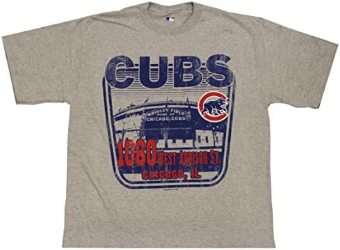 Chicago Cubs Distressed Wrigely Field 1060 W. Addison St. Grey T-shirt (Large)