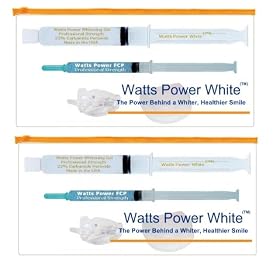 22% Sensitive Formula - Watts Power Teeth Whitening Kits with FCP Anti-cavity Gels Plus NT Teeth Shields - 2 Pack / The New Alternative to Whitening Strips