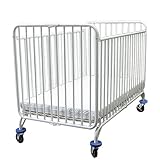 LA Baby Full Size Folding Metal Crib in White