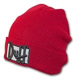 The Simpsons Duff Beer Patch Red Winter Knit Beanie Hat