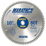 Irwin 14076 Marathon 10-Inch 80 Tooth ATB Thin Kerf Finishing Saw Blade with 5/8-Inch Arbor