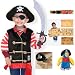 Melissa & Doug Pirate Outfit Dress Up Costume with Pirate Parrot, Map and Coins Set of 5 Items