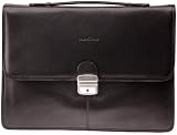 La Bagagerie B708/, Serviette 1 soufflet 36x28x5 cm homme - Noir, Cuir de Veau