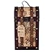 Twine Old World 2 Wooden Decorative Storage Lid and Handle, Wine Accessory Sets, Wood, Faux Leather in Antique Map Design Liquor Gift Box, 2 Bottle, Multicolor