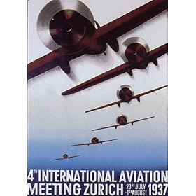 AIRPLANE INTERNATIONAL AVIATION MEETING ZURICH 1937 SWITZERLAND VINTAGE POSTER REPRO