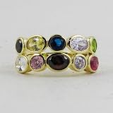 Rainbow Pebbles Gold Plated Sterling Silver Ring Size 8
