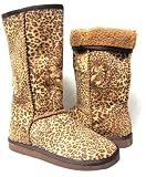 Cheetah Face Sheepskin Fleece Winter Boots Womens