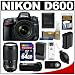Nikon D600 Digital SLR Camera & 24-85mm VR AF-S Zoom Lens with Nikon 70-300mm VR Lens + 64GB Card + Grip + Battery & Charger + Remote + Accessory Kit