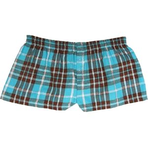 Buy Aqua Turquoise Blue and brown Sparkle Glitter Plaid Check Flannel Cotton Girl Boxers Mini Itty... by Touch of Europe Boxers