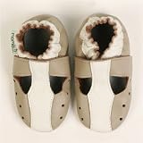 Momo Baby Soft Sole Baby Sandal Shoes - T-Strap Taupe