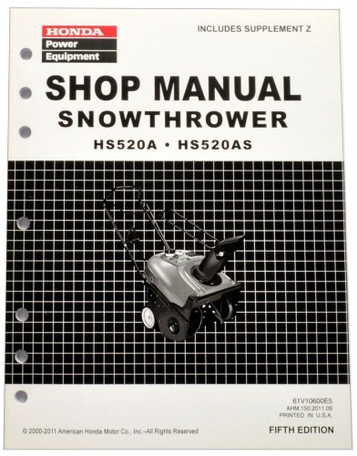 Honda HS520 Snow Blow Throw Service Repair Shop Manual