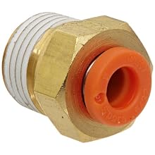 SMC KQ2H Push-to-Connect Tube Fitting, Adapter, Brass Body, Tube OD x NPT Male, With Sealant, Inch
