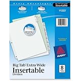 Avery WorkSaver Big Tab Insertable Dividers, 8-Tab, 1 Set (11223)