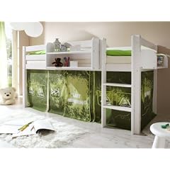 Pharao24 Jungen Hochbett Kiefer weiss DANGER