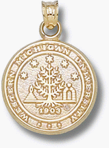 Western Michigan Broncos Seal Pendant - 14KT Gold Jewelry