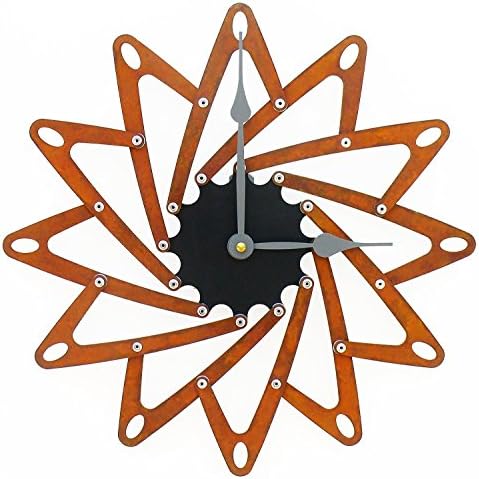 Pinwheel I Medium Rusted and Black Wall Clock