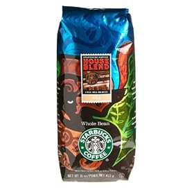 Starbucks House Blend Whole Bean Coffee, Two (2) 16-Ounce FlavorLock Bags (2 Pounds Total)
