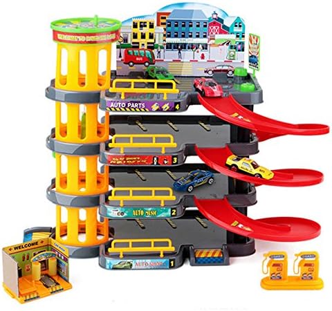 Three-dimensional Four-layers Large Assembled Orbit Children Educational Model Car Suit Parking Lot Toy