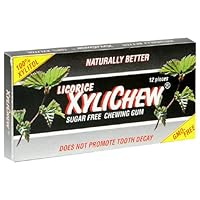 XyliChew Sugar Free Chewing Gum, Licorice, 12-Count Packages (Pack of 24)