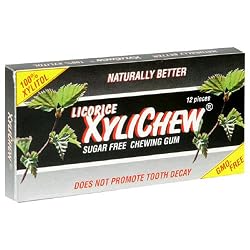 XyliChew Sugar Free Chewing Gum, Licorice, 12-Count Packages (Pack of 24)