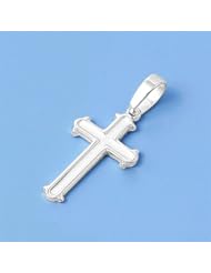Sterling Silver Christian Cross Pendant Classic Cute Charm Pure 925 New 22mm with 1mm Snake Chain