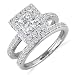 1/2ct Pave Princess Diamond Bridal Set in 14k White Gold (GH SI3)