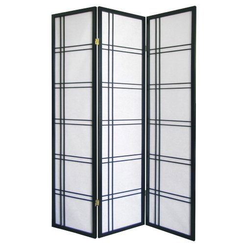 Ore International 3 Panel Room Divider (Black with White)