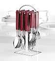 Esmeyer 199-284 24-teilig Besteck Set Bistro 18/0 bordeaux auf Besteckständer