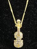 Musaica Musical Gift - Gold & Crystal Violin Necklace Pendant - B000RZPNS2