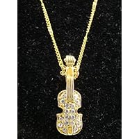 Musaica Musical Gift - Gold and Crystal Violin Necklace Pendant