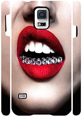 Red Lips and Diamonds 3D Full Wrap Hard Cover Case for Samsung Galaxy S5