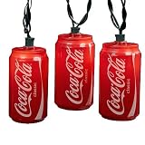 Set of 10 Blow Mold Classic Coca-Cola Can Party Christmas Lights - Green Wire
