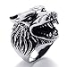 KONOV Jewelry Vintage Biker Wolf Head Stainless Steel Men's Ring