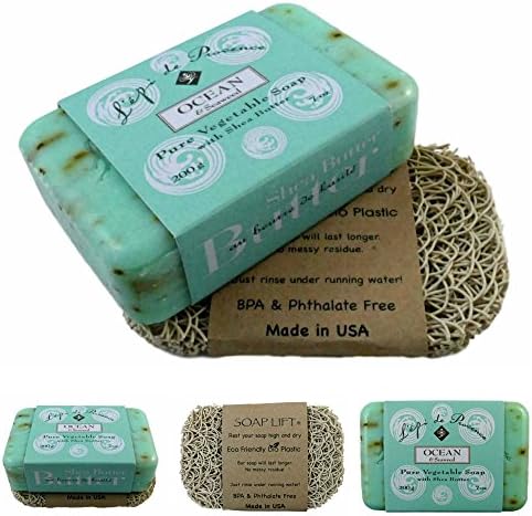 Lepi de Provence Luxury Shea Butter Soap Bar 200 gram and Sea Lark High and Dry Bone Soap Lift Bundle (Ocean and Seaweed)