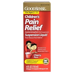 Good Sense Acetaminophen Children's Pain Reliever Oral Suspension Liquid, Cherry Flavor, 160 mg, 4 Fluid Ounce