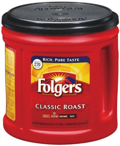Folgers Coffee Ground Classic Roast, 33.9 Ounce (Pack of 2)