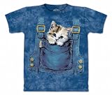 Kitty Overalls T-shirt 100% Cotton KIDS - TEENS and ADULTS Short Sleeve Shirt