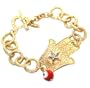 Beautiful Blee Inara 18k Gold Plated Star of David Hamsa Palm and Coral Eye of Protection Charm Bracelet on Circle Linked Heart Toggle Chain Comes Gift Boxed (BI208)
