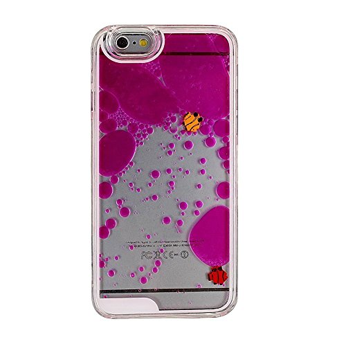 iPhone 6 6S Case Liquid Cover Aquarium Fish Tank Dynamic Liquid Clear Plastic 3D Flowing Plastic Hard Case Cover for iPhone 6 6S 4.7"-Hot Pink