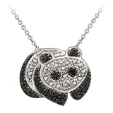 Sterling Silver Black Diamond Accent Panda Bear Pendant, 18