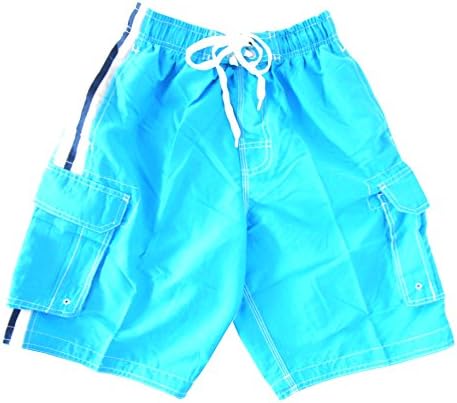 RS Surf Mens Side Stripe Swim Trunks Turq/Navy MED