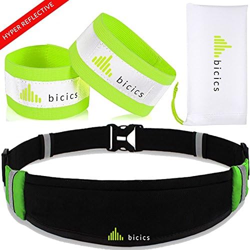 1 Running Belt + 2 Reflective Bands + 1 Fabric Bag / Running Belt – Running Gear - Waist Bag – Fitness Workout Belt– Reflective Bands - #1for Running, Cycling, Hiking – Eco Design.