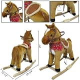 New Plush Brown Boys Rocking Horse With Sound Toy Holiday Gift