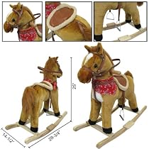 New Plush Brown Boys Rocking Horse With Sound Toy Holiday Gift