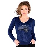 NBA Touch by Alyssa Milano Orlando Magic Ladies Burnout Thermal V-neck Long Sleeve Premium T-Shirt - Royal Blue (Medium)