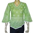 Gifts for Mothers Day Cotton Green Top Chikan Embroidered Size M