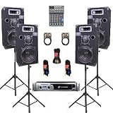 Crown XLS2500 Amp, 4 Three Way 10 Speakers, Mixer, Stands and Cables DJ Set New CROWN1000CSET7