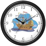 Spanish Armada Sailing Nautical Theme, Clipper, Frigate or Tall Nautical Theme at Anchor Wall Clock by WatchBuddy Timepieces (Slate Blue Frame)