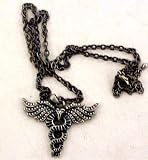 Pewter Winged Dragon Caduceus Pendant / Necklace