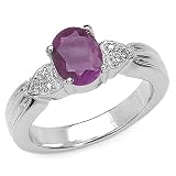 1.65 Carat Genuine Ruby and White Topaz Silver Ring